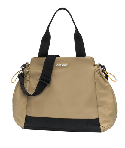 K-Way Borsa Shopping in Nylon con Manici e Tracolla Aisy K4138YW 677 Beige