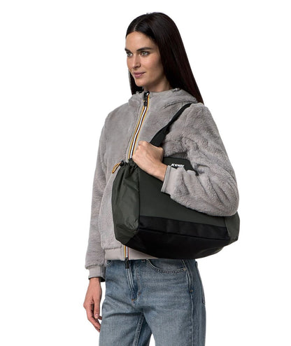K-Way Borsa Shopping in Nylon con Manici e Tracolla Aisy K4138YW WMR Verde