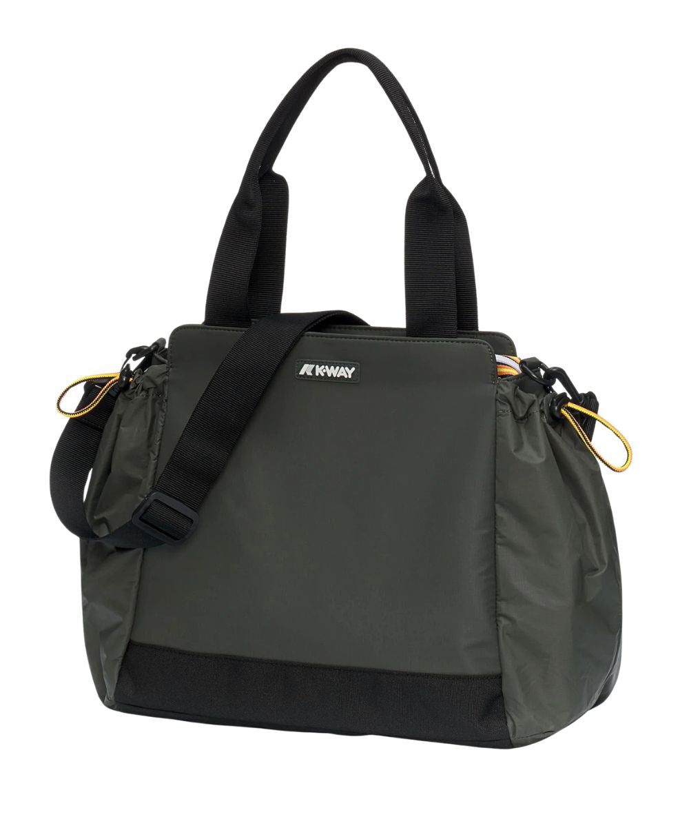 K-Way Borsa Shopping in Nylon con Manici e Tracolla Aisy K4138YW WMR Verde
