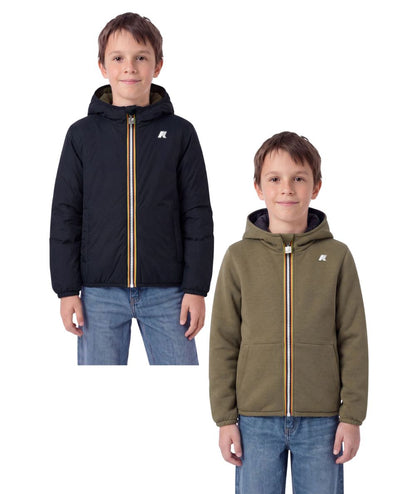 K-Way Giacca Felpa Reversibile P. Jack Spacer Nylon K8161BW Verde Militare Blu