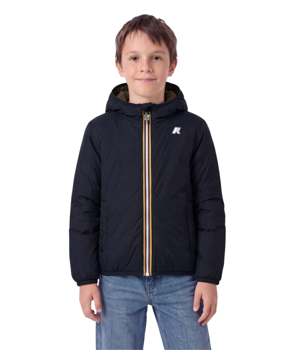 K-Way Giacca Felpa Reversibile P. Jack Spacer Nylon K8161BW Verde Militare Blu