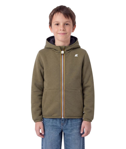 K-Way Giacca Felpa Reversibile P. Jack Spacer Nylon K8161BW Verde Militare Blu
