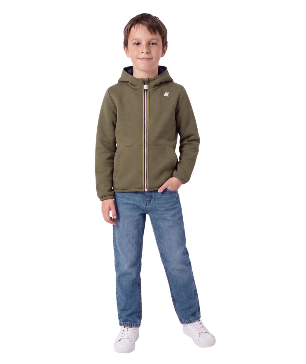 K-Way Giacca Felpa Reversibile P. Jack Spacer Nylon K8161BW Verde Militare Blu