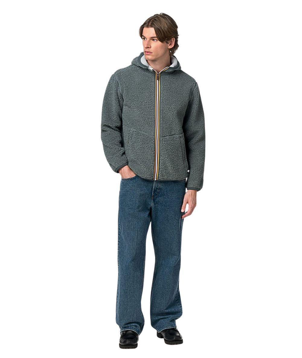 K-Way Giacca Jack Sherpa Polar Reversibile K3132NW Verde Grigio