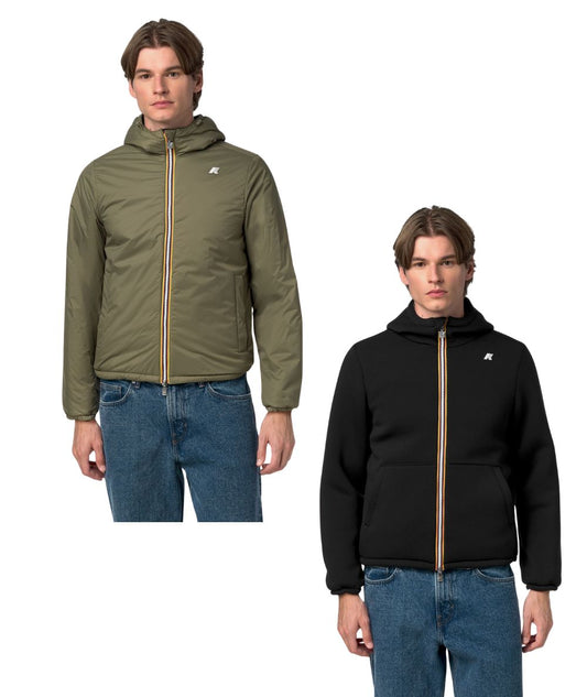 K-Way Giacca Jack Spacer Nylon Double K8142YW Nero Verde Militare
