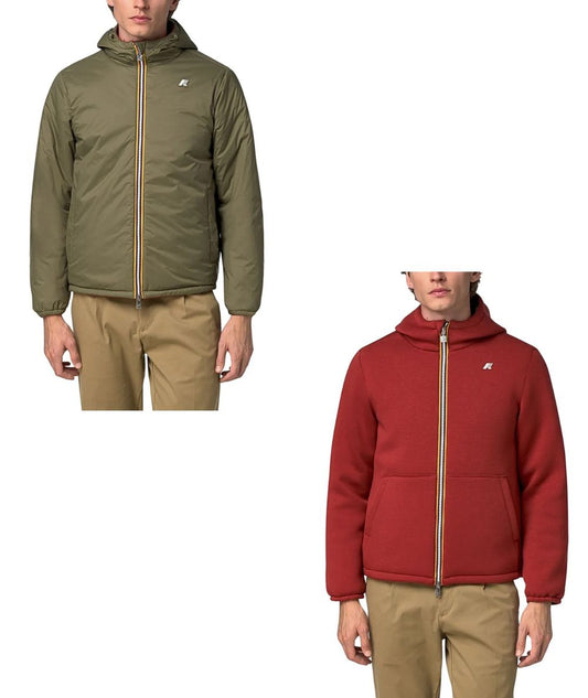 K-Way Giacca Jack Spacer Nylon Reversibile K8142YW Rosso Verde Militare