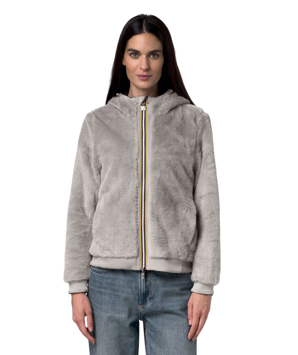 K-Way Giacca Reversibile Deva Light Spacer Fur Double K1452W Nero Grigio