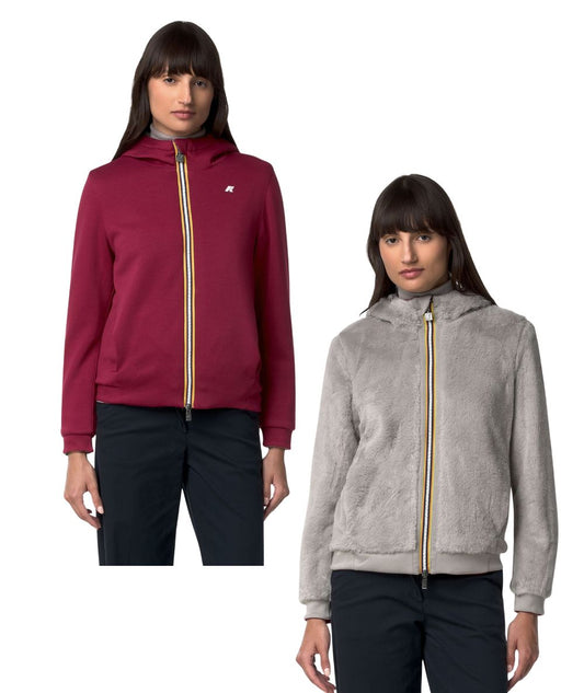K-Way Giacca Reversibile Deva Light Spacer Fur Double K31452W D0Z Rosso Grigio