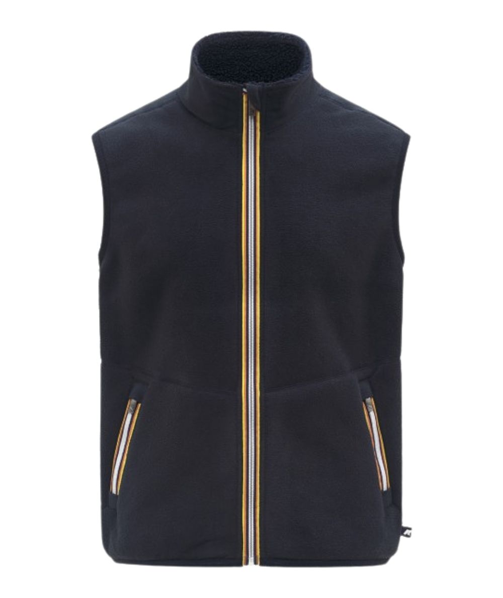 K-Way Gilet Yannick Sherpa Polar Reversibile K3132QW Verde Militare Blu Scuro
