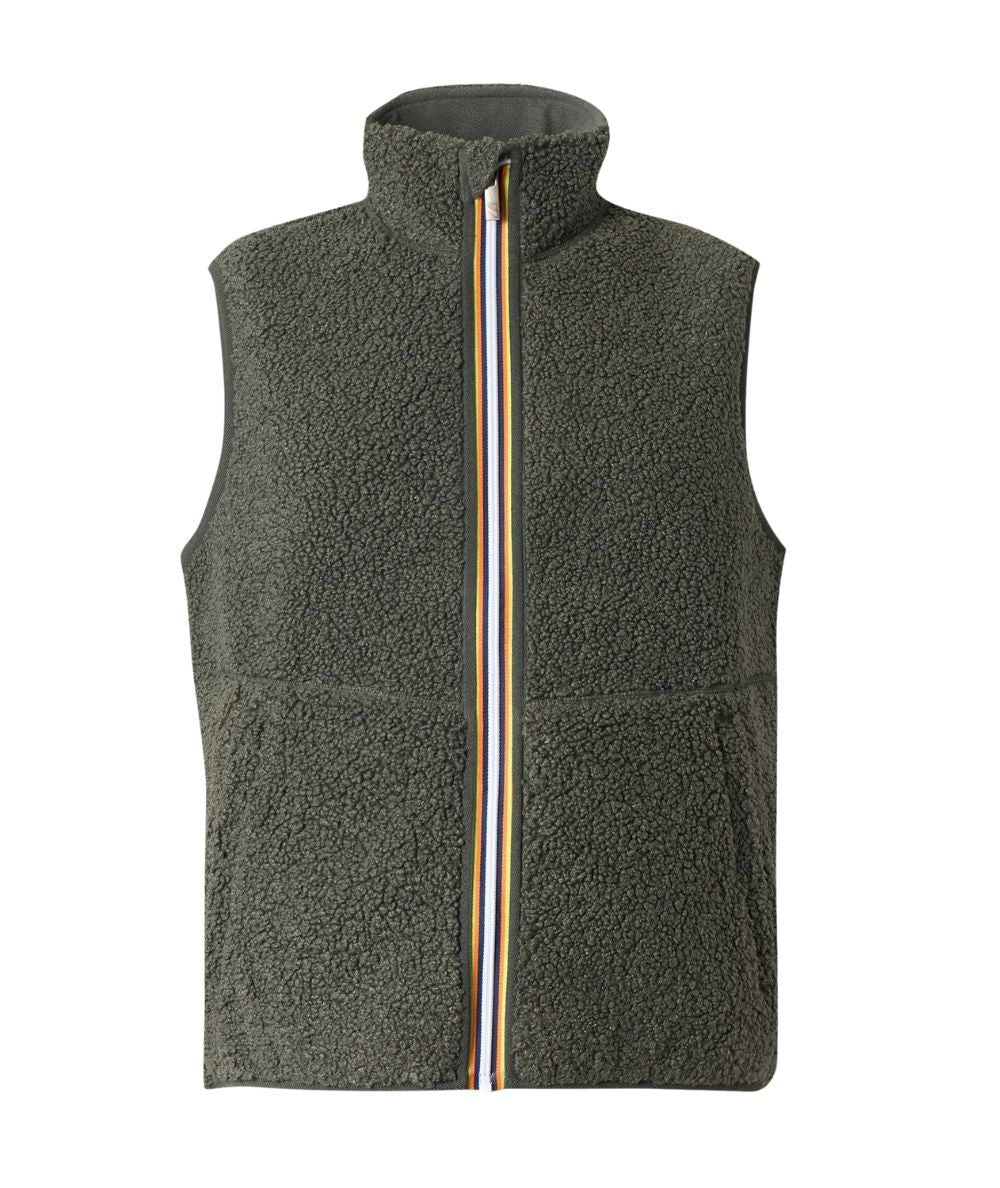 K-Way Gilet Yannick Sherpa Polar Reversibile K3132QW Verde Militare Blu Scuro