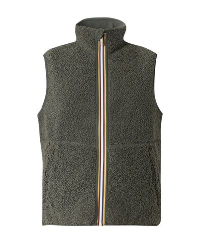 K-Way Gilet Yannick Sherpa Polar Reversibile K3132QW Verde Militare Blu Scuro