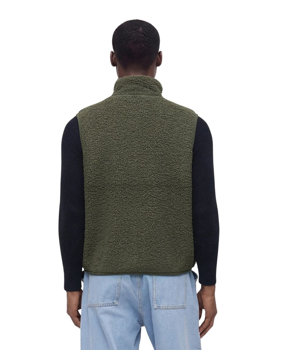 K-Way Gilet Yannick Sherpa Polar Reversibile K3132QW Verde Militare Blu Scuro