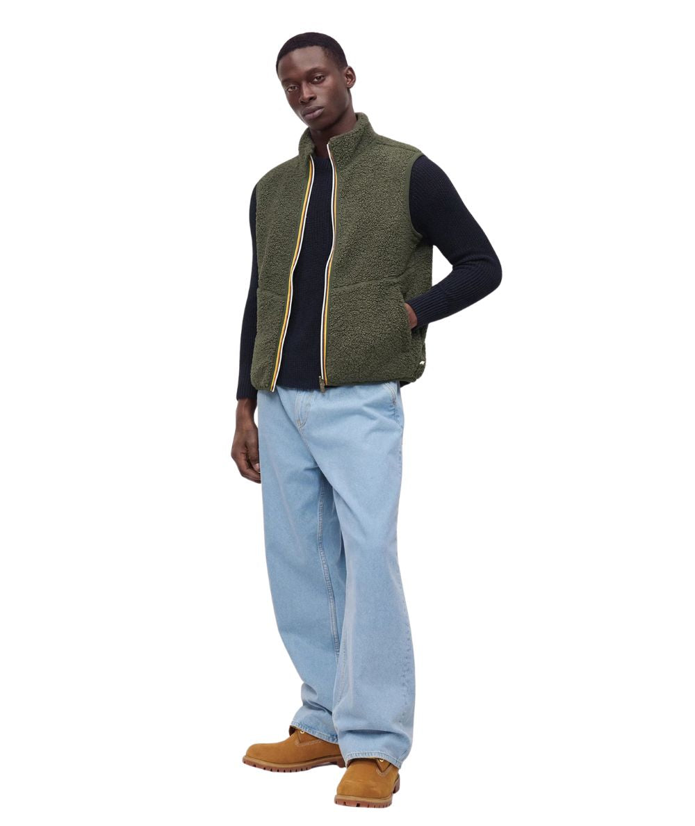 K-Way Gilet Yannick Sherpa Polar Reversibile K3132QW Verde Militare Blu Scuro