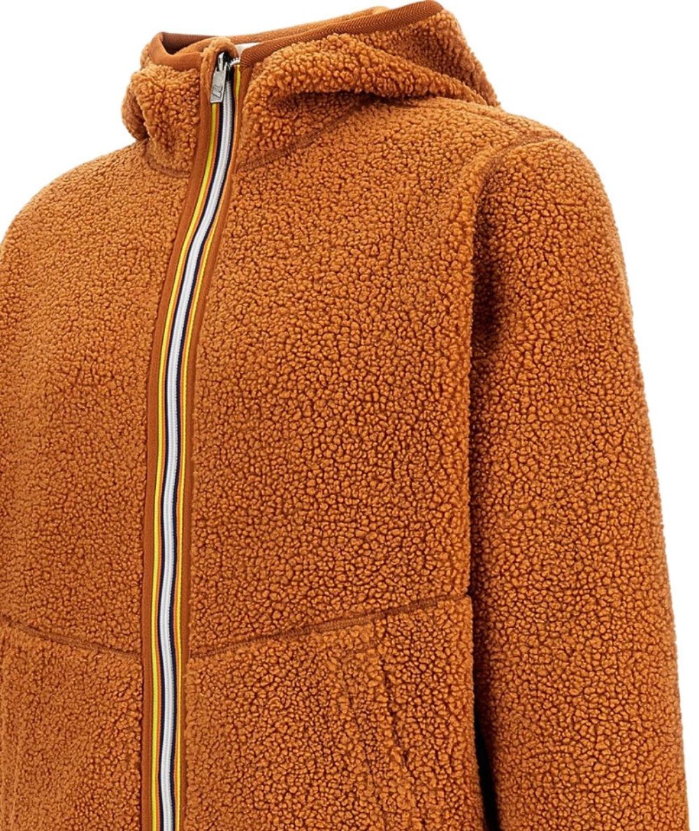 K-Way Orsetto Jack Sherpa Polar Double con Cappuccio K3132NW Arancione Zucca
