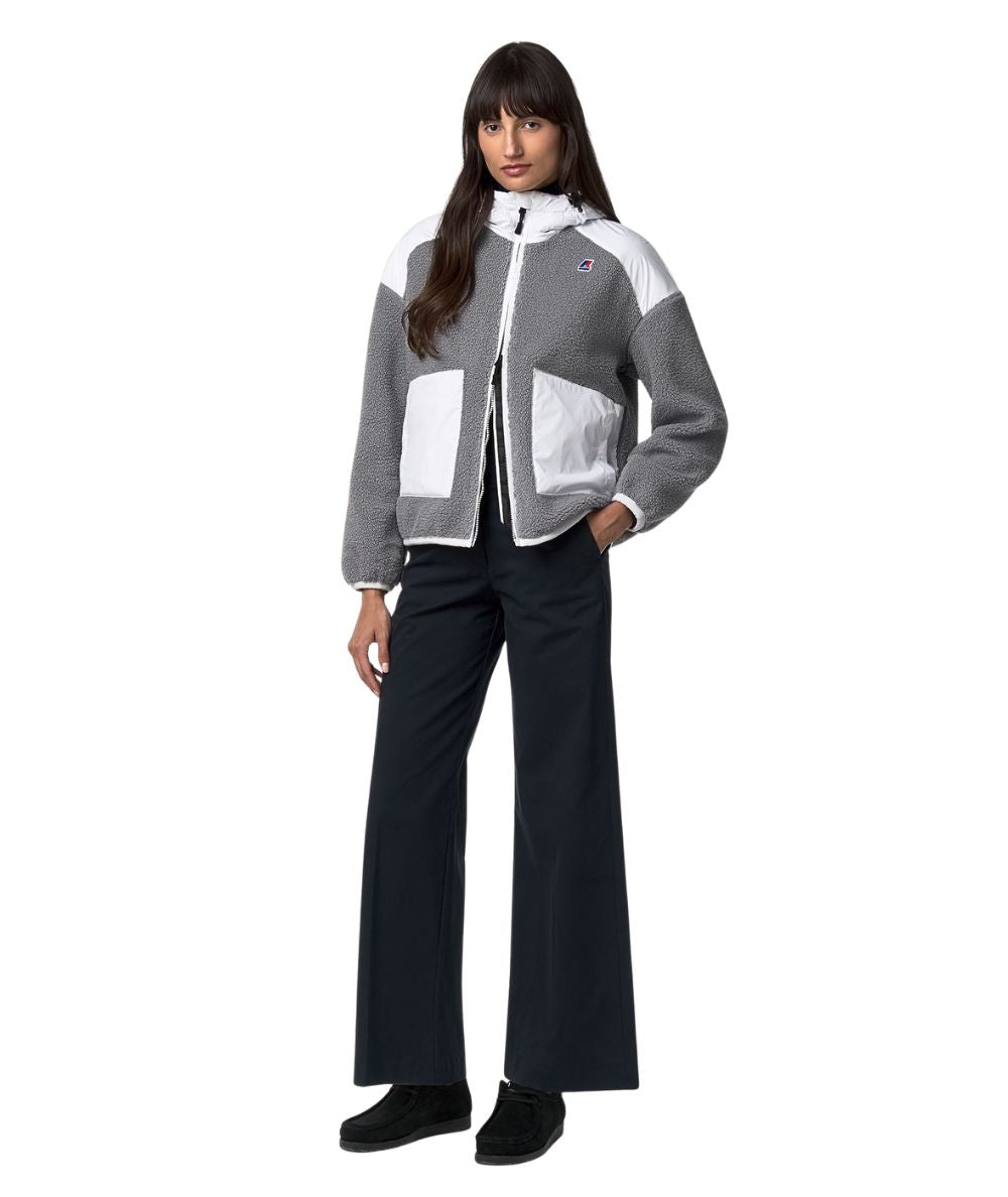 K-Way Orsetto con Cappuccio Angelique 4.0 K7135LW B0R Bianco e Grigio