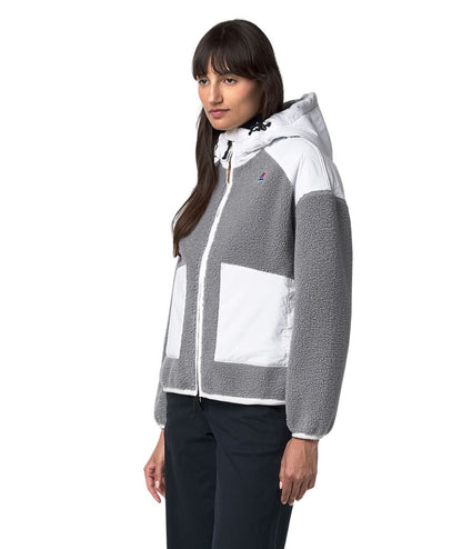 K-Way Orsetto con Cappuccio Angelique 4.0 K7135LW B0R Bianco e Grigio