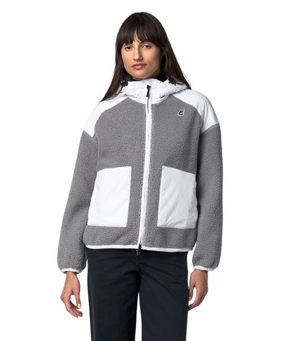 K-Way Orsetto con Cappuccio Angelique 4.0 K7135LW B0R Bianco e Grigio