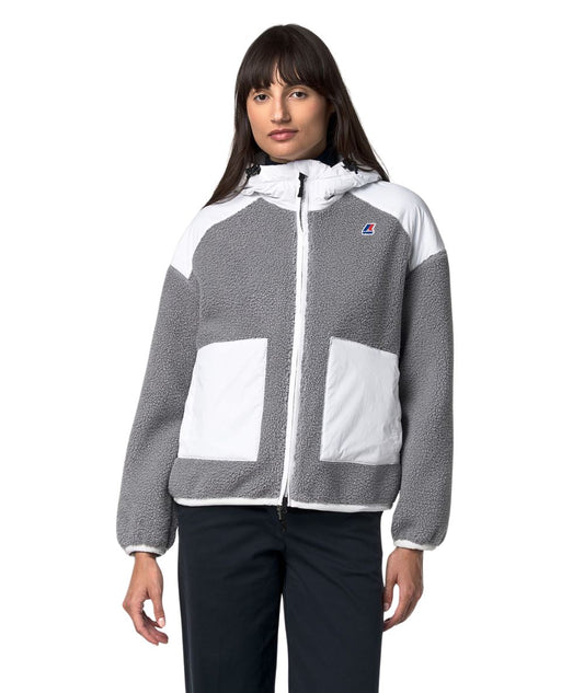 K-Way Orsetto con Cappuccio Angelique 4.0 K7135LW B0R Bianco e Grigio