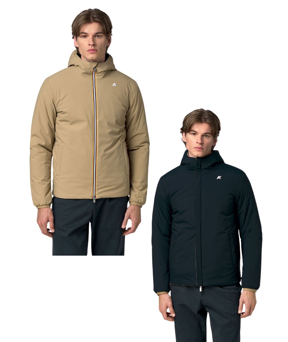 K-Way Piumino Jacob St Warm Reversibile K6128VW Beige Blu Scuro