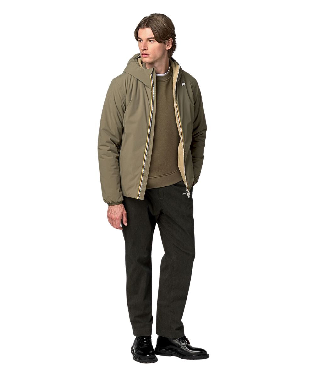 K-Way Piumino Jacob St Warm Reversibile K6128VW Verde Militare Beige