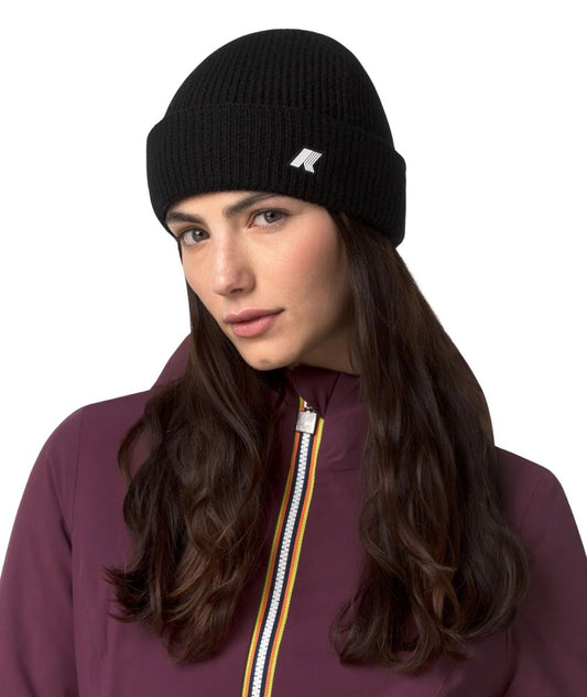 K-Way Berretto in Lana Brice Cardigan Stitch Wool K2132HW Nero