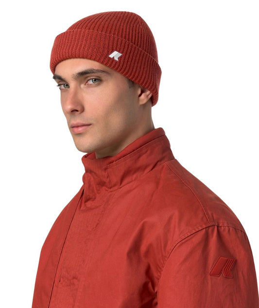 K-Way Berretto in Lana Brice Cardigan Stitch Wool K2132HW Rosso