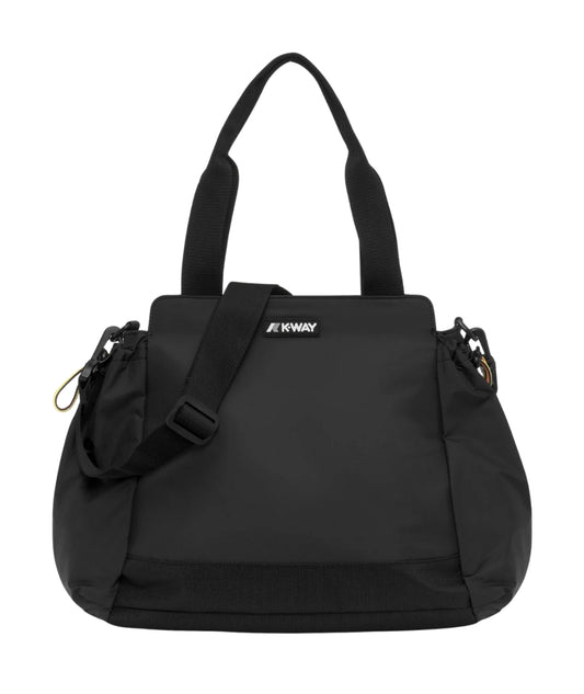 K-Way Borsa Shopping in Nylon con Manici e Tracolla Aisy K4138YW Nero