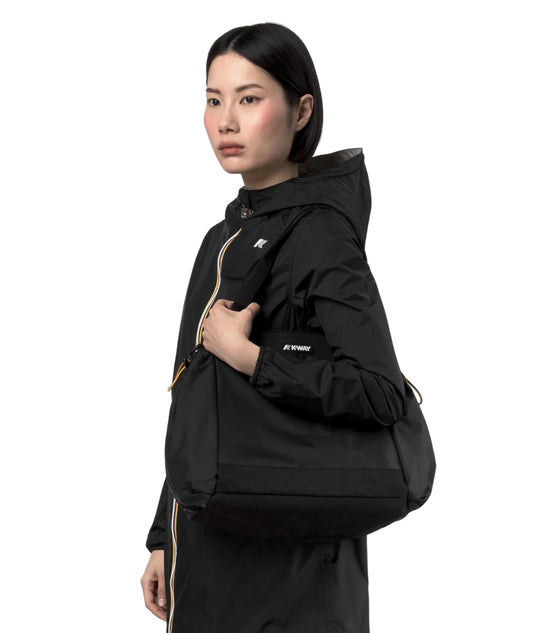 K-Way Borsa Shopping in Nylon con Manici e Tracolla Aisy K4138YW Nero