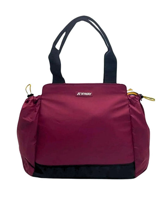 K-Way Borsa Shopping in Nylon con Manici e Tracolla Aisy K4138YW Rosso Scuro