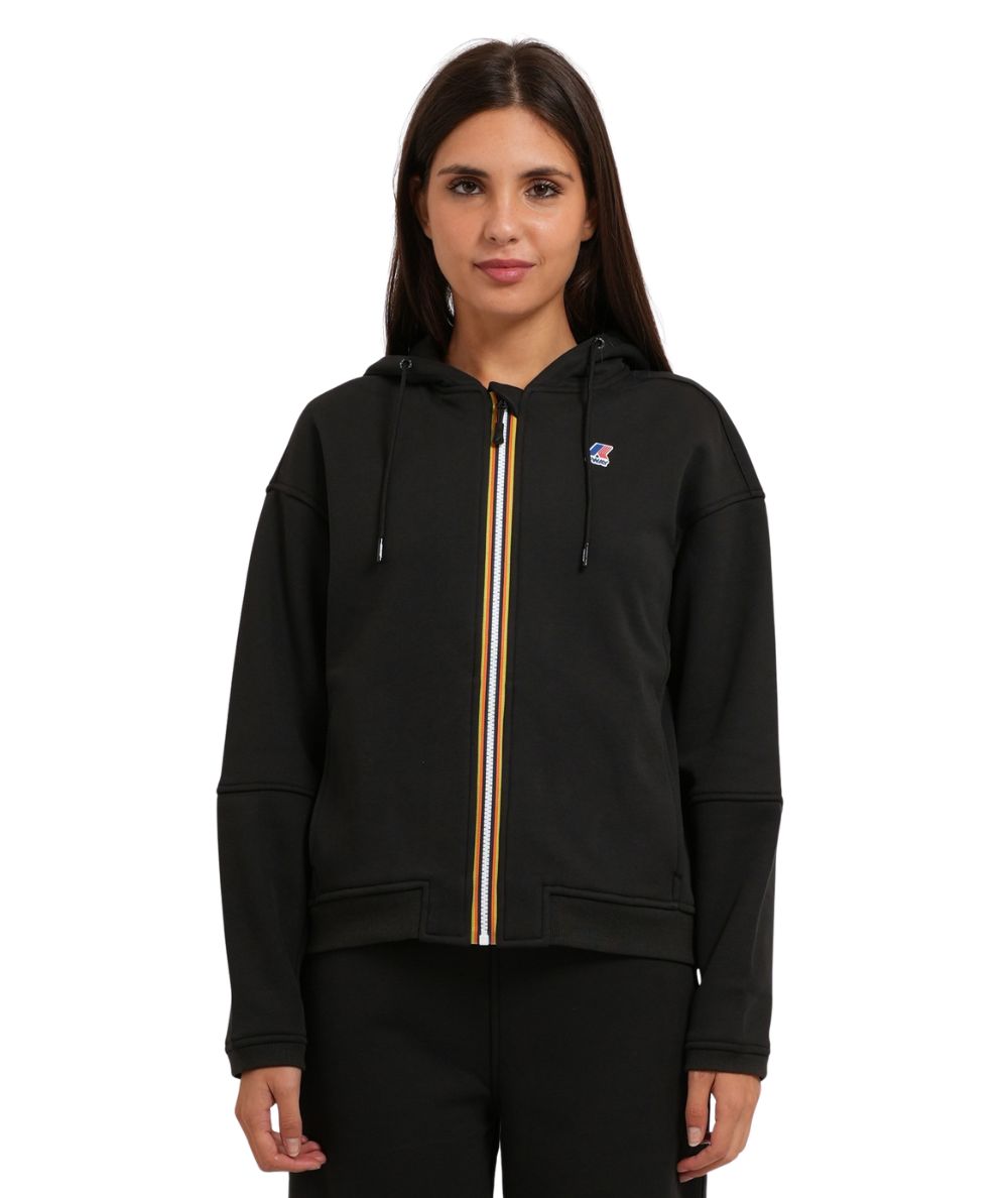 K-Way Felpa con Cappuccio Lara Brushed PC K8148KW Nero