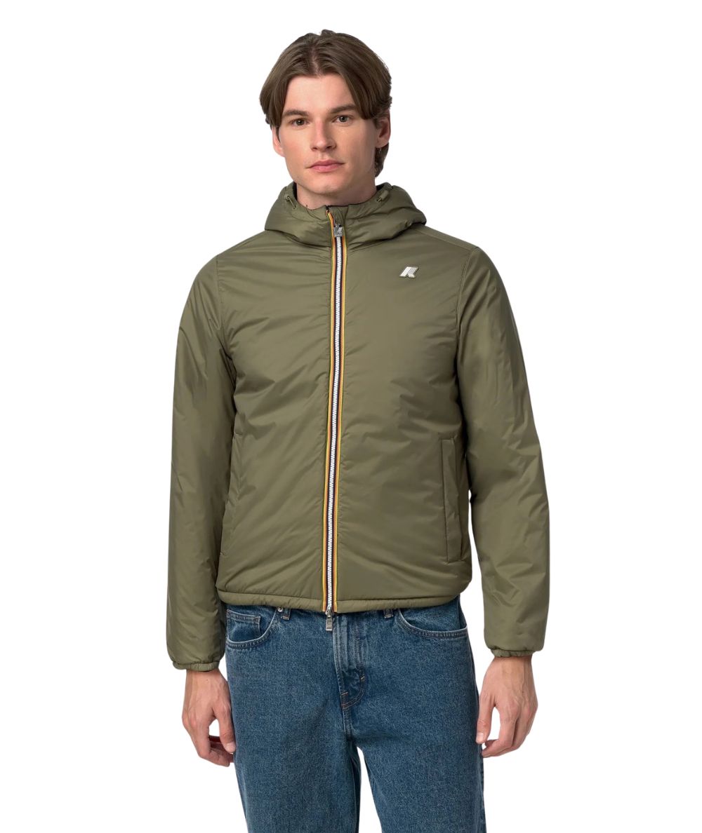 K-Way Giacca Jack Spacer Nylon Double K8142YW Nero Verde Militare