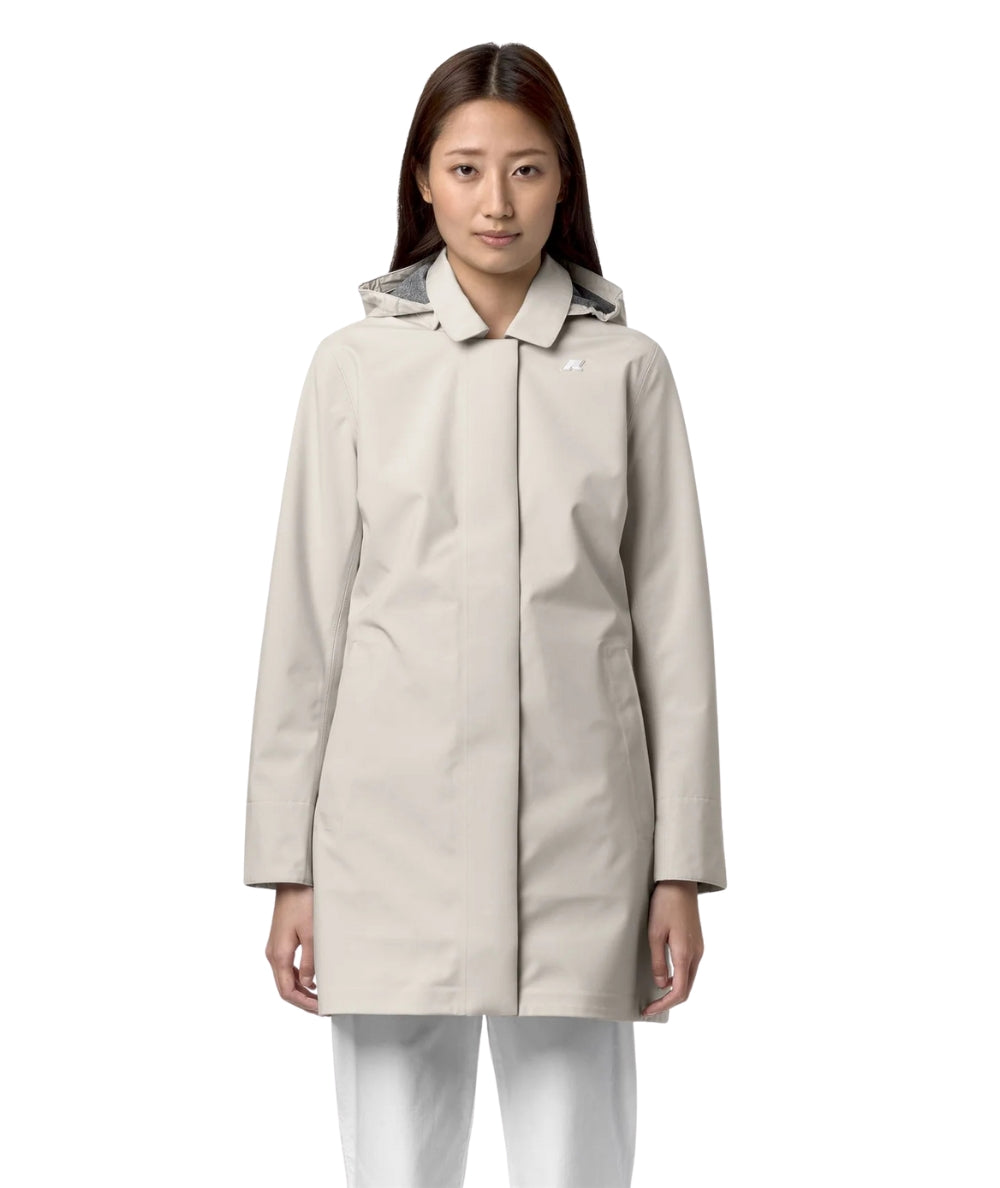 K-Way Giacca Midi con Tasche Mathy Bonded Jersey K7127JW Beige