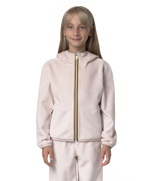 K-Way Giacca Reversibile P. Lily Velour Polar K8141FW Rosa Bianco