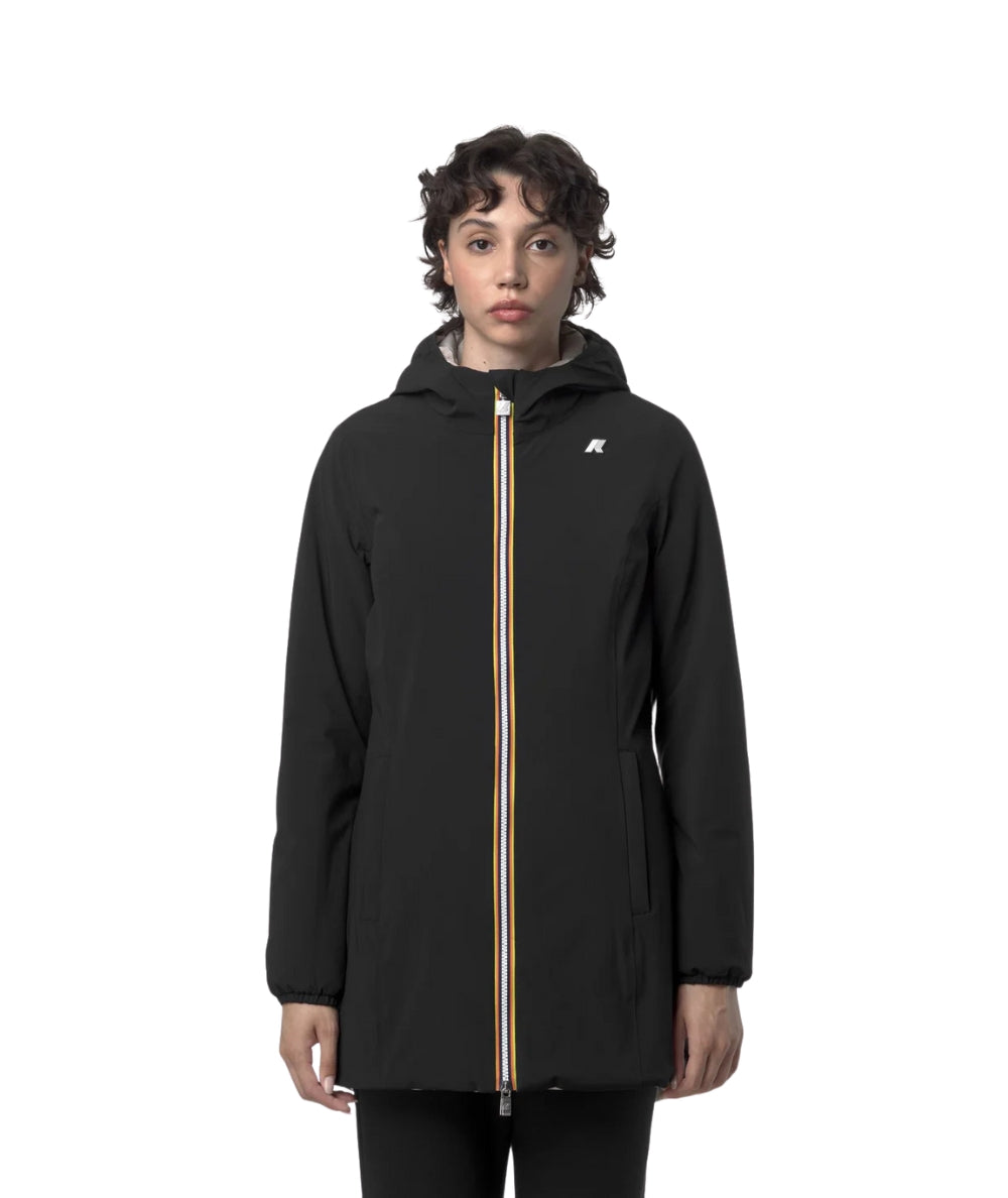 K-Way Giacca Reversibile con Cappuccio K6128UW Nero Beige