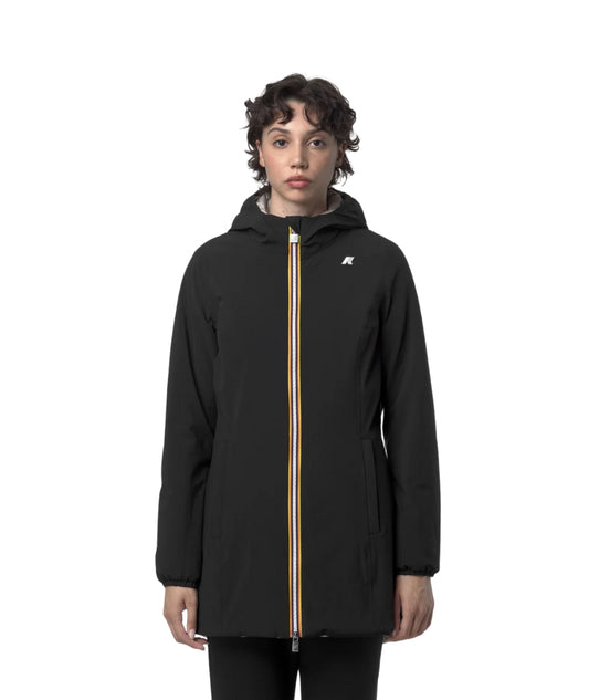 K-Way Giacca Reversibile con Cappuccio K6128UW Nero Beige