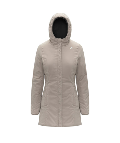 K-Way Giacca Reversibile con Cappuccio K6128UW Nero Beige