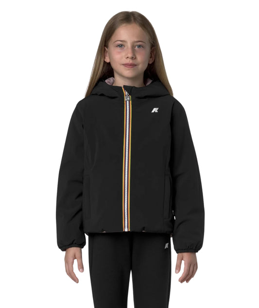 K-Way Giacca Reversibile con Cappuccio K71339W Nero Rosa