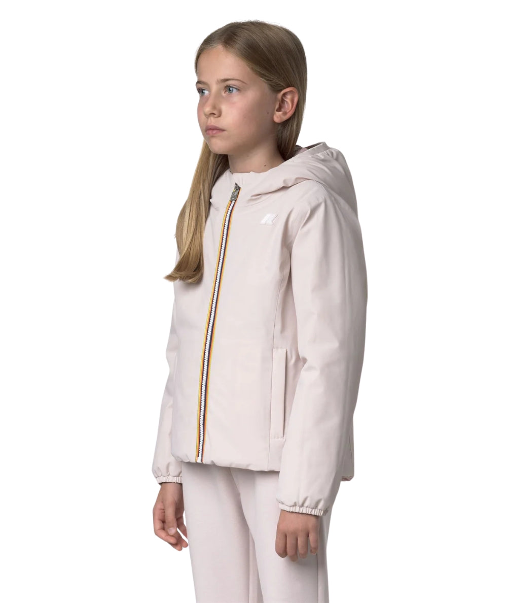 K-Way Giacca Reversibile con Cappuccio K71339W Rosa Scuro