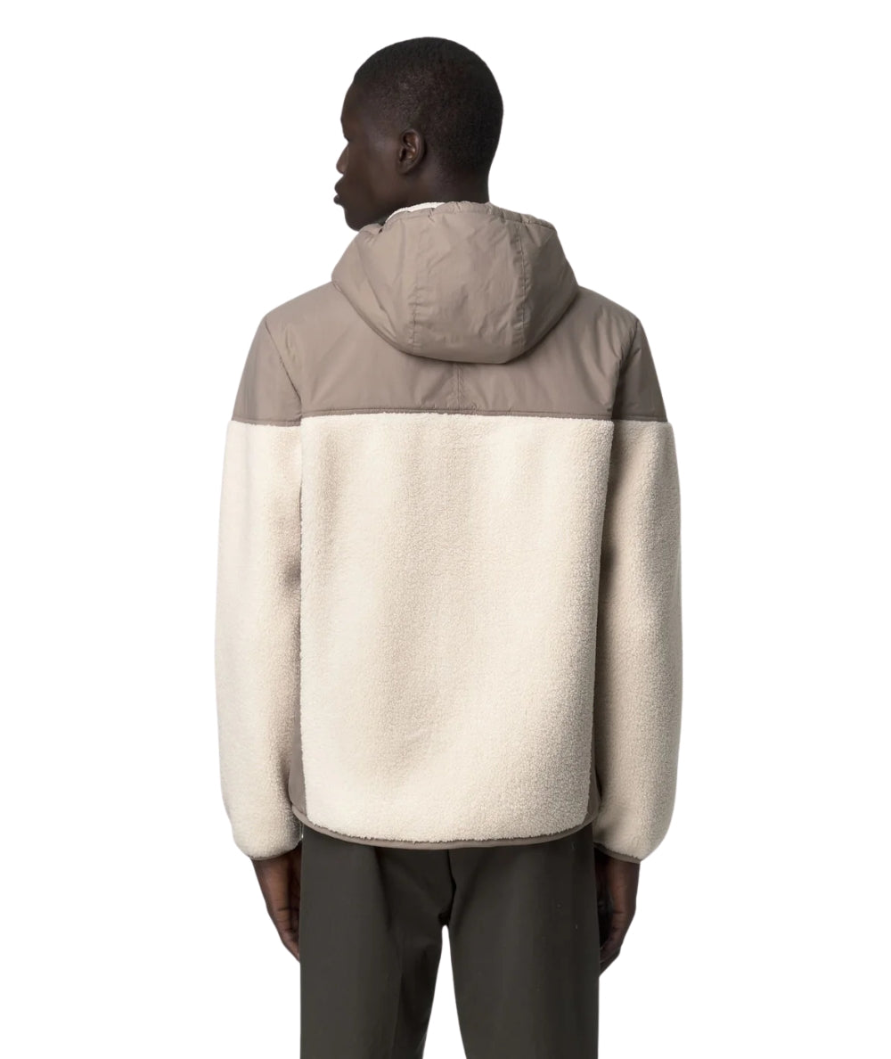 K-Way Giacca Unisex Effetto Sherpa con Cappuccio K5122SW Beige Ecrù