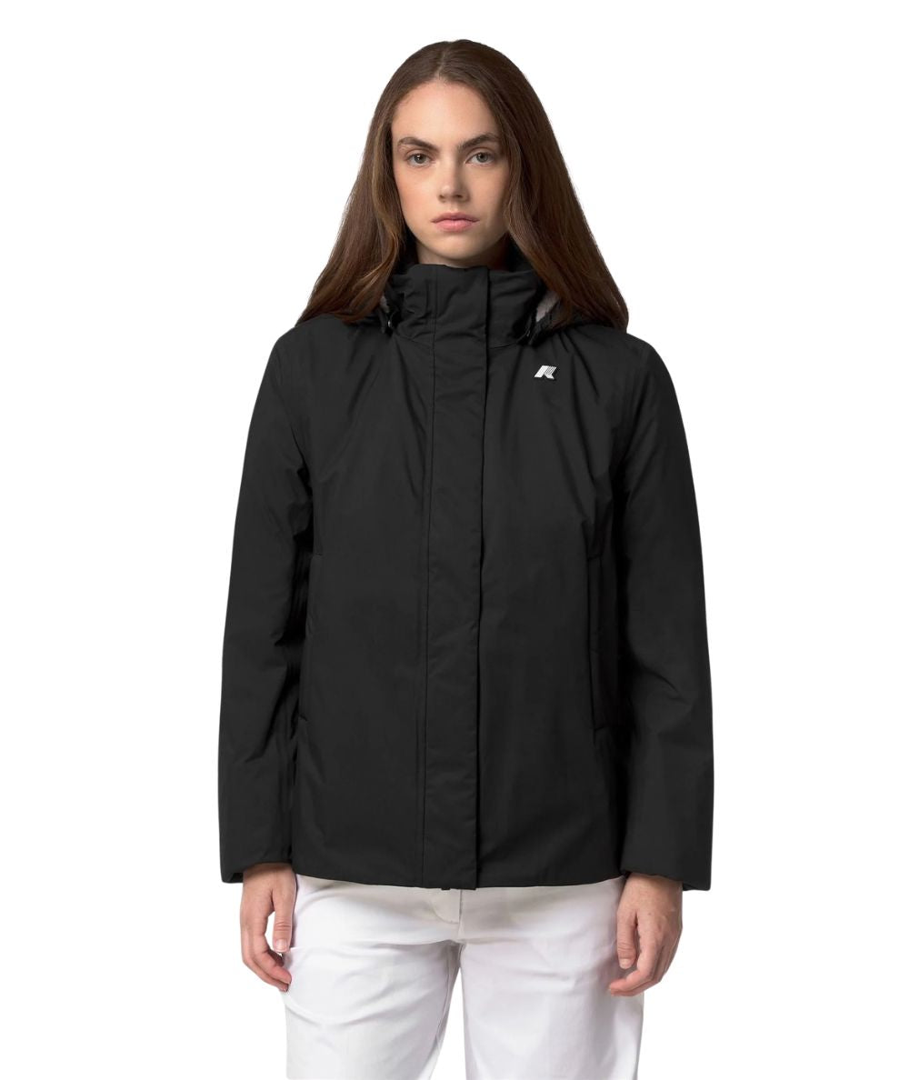 K-Way Piumino Marlette Twill Soft Beaver K8144BW Nero