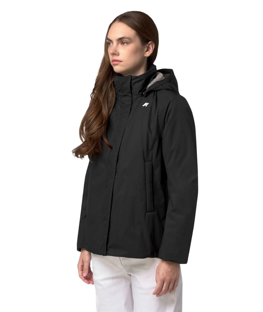 K-Way Piumino Marlette Twill Soft Beaver K8144BW Nero
