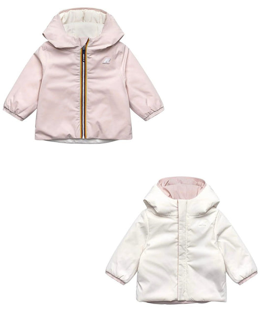 K-Way Piumino Reversibile E. Jack St Warm Double K71338W Rosa Bianco