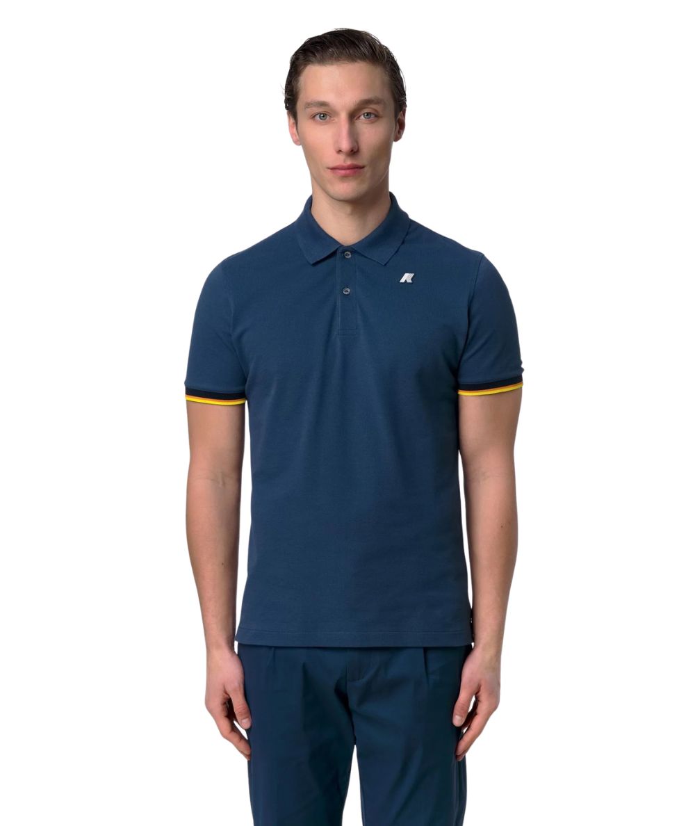 K-Way Polo Vincent in Cotone Piquet K1125BW Blu