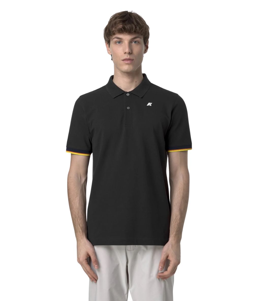 K-Way Polo Vincent in Cotone Piquet K1125BW Nero