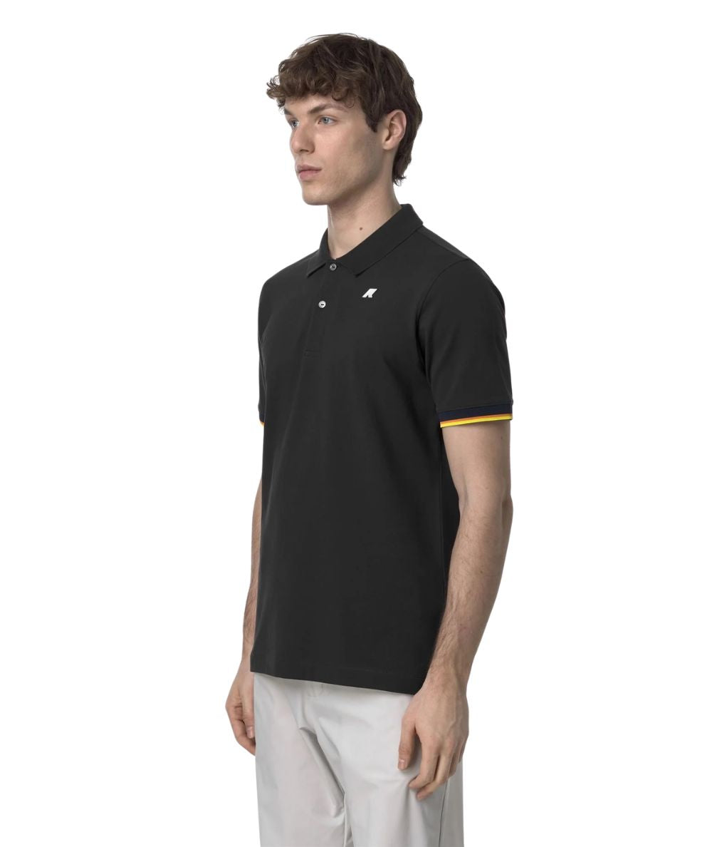K-Way Polo Vincent in Cotone Piquet K1125BW Nero