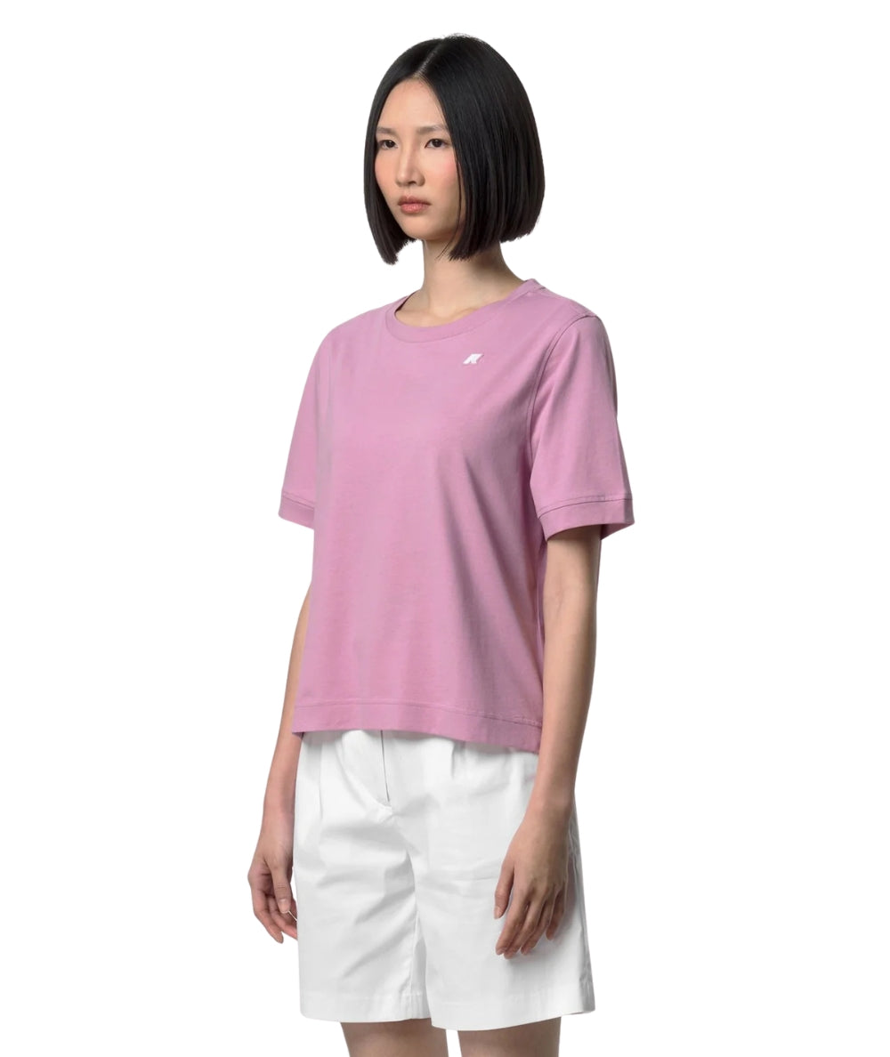 K-Way T-shirt Boxy in Jersey di Cotone Selune K2148EW Violetta