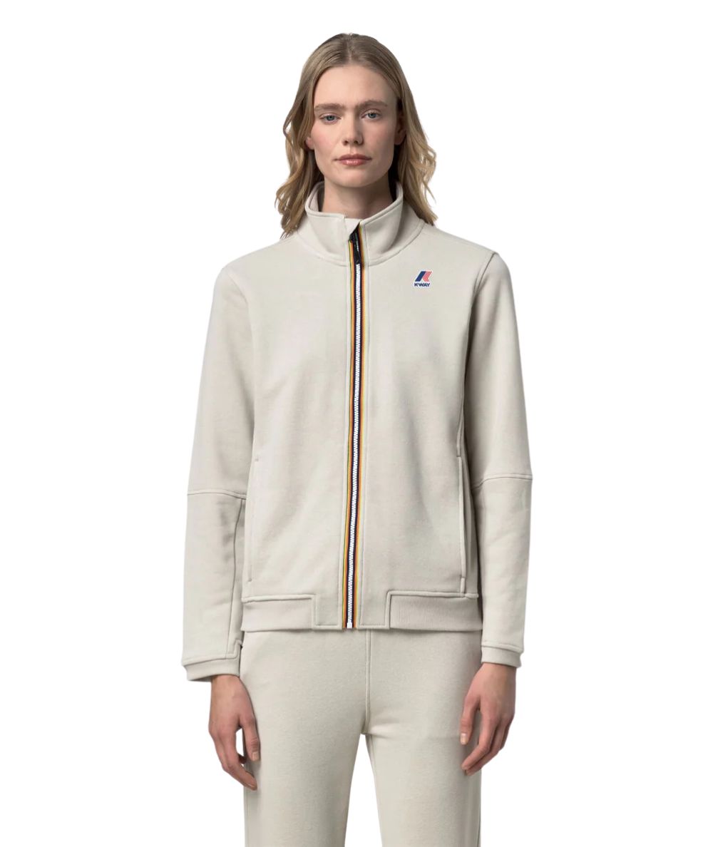 K-way Felpa a Collo Alto in Misto Cotone Pepin Poly Cotton K1126IW Beige