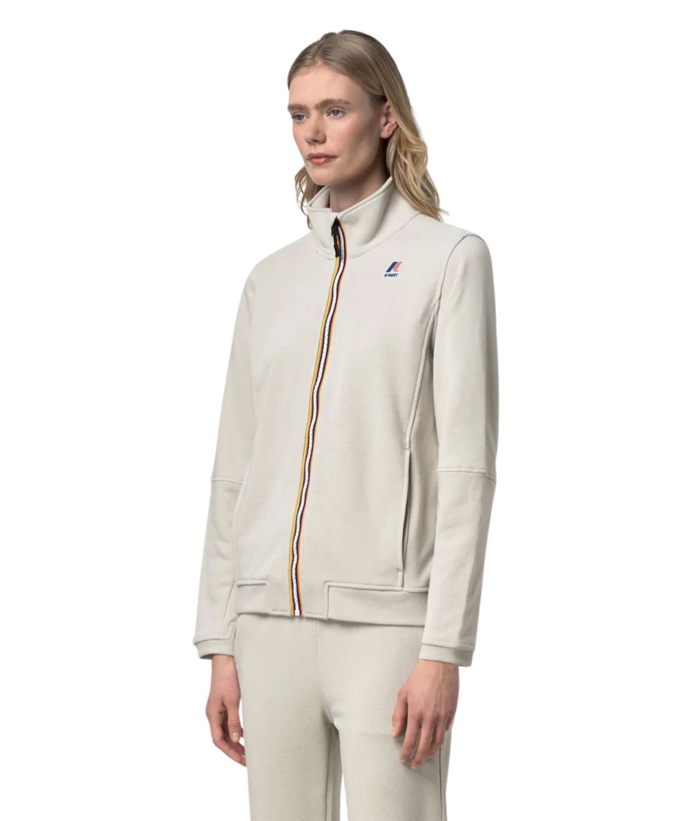 K-way Felpa a Collo Alto in Misto Cotone Pepin Poly Cotton K1126IW Beige