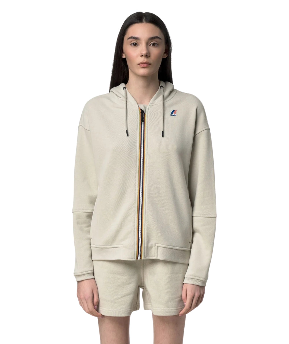K-way Felpa con Zip e Cappuccio Lara Poly Cotton K4146GW Beige