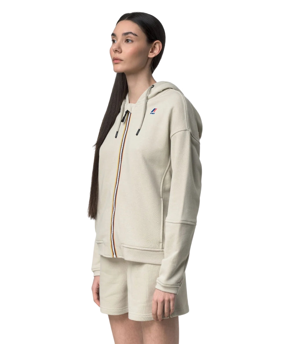 K-way Felpa con Zip e Cappuccio Lara Poly Cotton K4146GW Beige